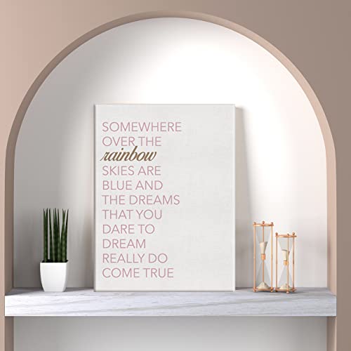 Motivational Wall Art Somewhere Over The Rainbow Canvas Print Inspirational Quote Framed Painting For Home Nursery Wall & Tabletop Decor #TOP2