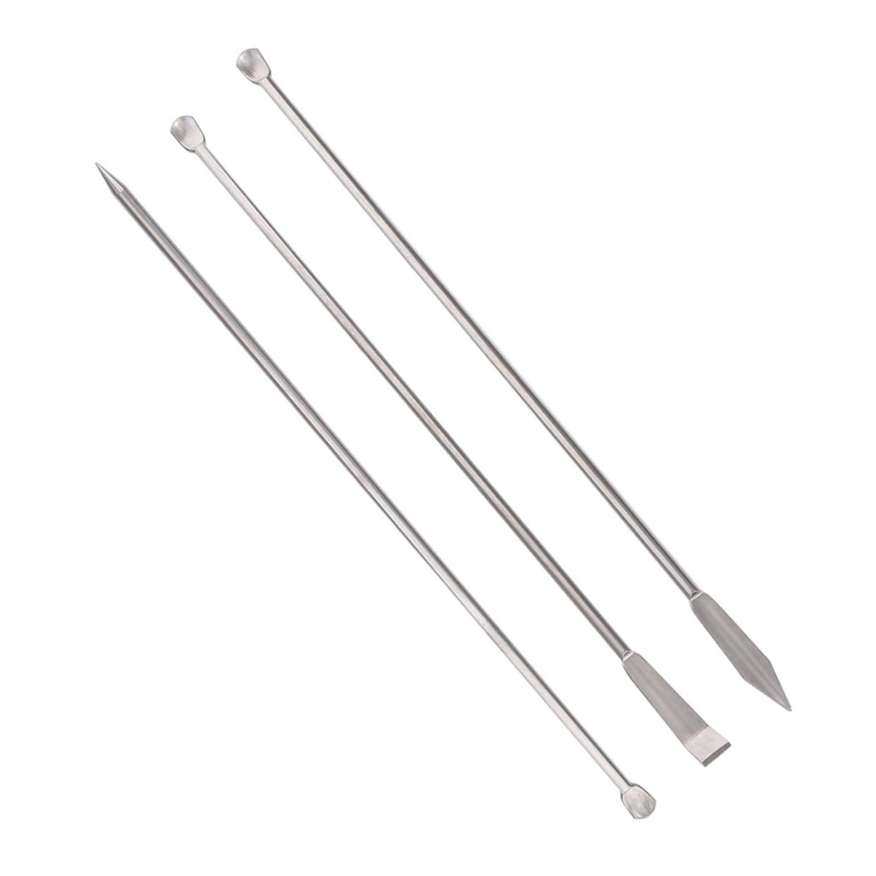 Veemoon 3pcs Tiny Portable Spoons Stainless Steel Sampling Set for Chemistry Lab Use