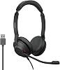Jabra Evolve2 30 headset, noise canceling stereo headset, Microsoft Teams certified, 2 microphone call technology, USB-A cable, black