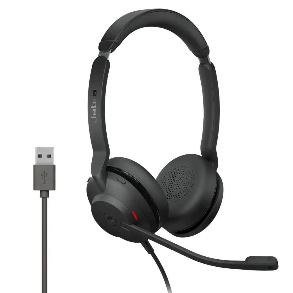 Jabra Evolve2 30 Headset – Stereo Kopfhörer mit Noise Cancelling – Zertifiziert für Microsoft Teams – mit 2-Mikrofon Anruf-Technologie – USB-A Kabel – Schwarz