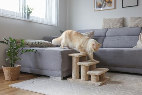 Kerbl Pet Tiertreppe Easy Climb 2.0, beige, 45x35x34cm, bis 50kg, Aufstiegshilfe für Haustiere, stabile Konstruktion, Plüschbezug