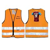 UNIGIFT West-London-Fußball-Fan Salzmann Sicherheitsweste, Warnweste, Weinrot und Blau, Trikot-Design, personalisierbar – Stratford E13 E20 Club, Orange, 7-13 Years