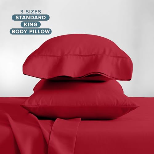 Image of Bare Home Microfiber Pillow Cases - King Size Set of 2 - Cooling Pillowcases - Double Brushed - Red Pillowcases 2 Pack - Easy Care (King Pillowcase Set of 2, Red)