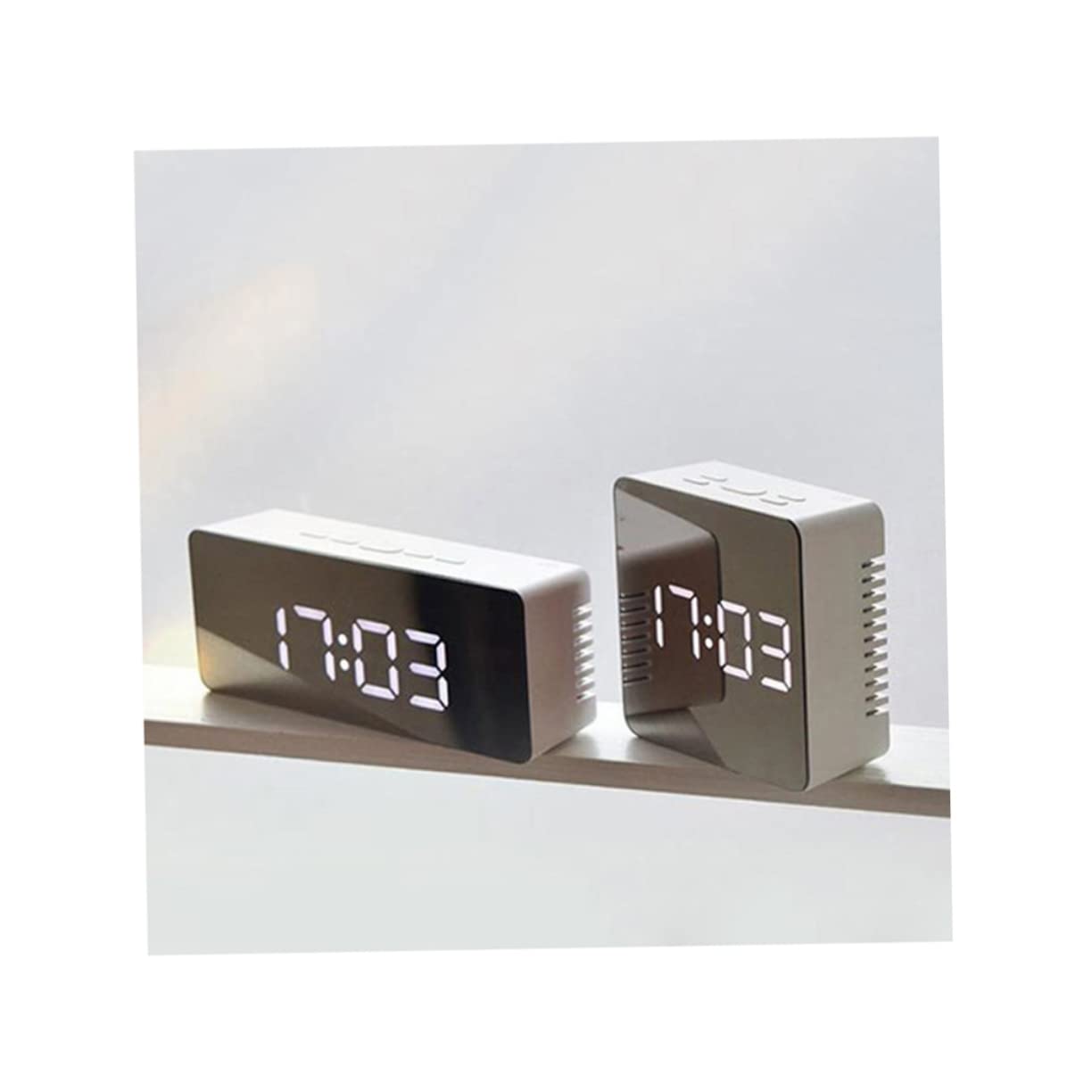 ABOOFAN Lot De 2 Réveils Numériques À LED avec Grand Écran Et Miroir avec Température Et Charge pour La Maison