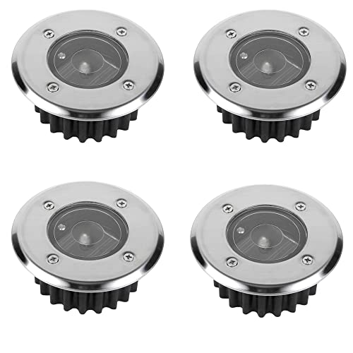 H4L 4x LED Solarleuchte rund Bodeneinbaustrahler Ø 85mm Solarlampe 4er Set Einbaustrahler Bodeneinbauleuchte trittfest