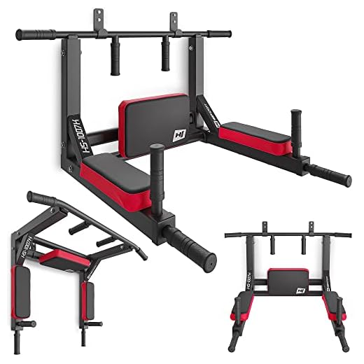 Hop-Sport Klimmzugstange & Dip-Station zur Wandmontage, Multifunktionales Trainingsgerät, Reckstange Indoor, Dip Barren, Trizeps Trainingsgerät, 120 kg Max. Belastbarkeit