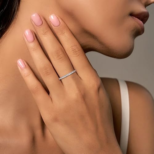 Silver Rings For Women, 18k White Gold Plating And Featuring Round Cubic Zirconia (Cz) Stones, These Stackable Rings Make Exquisite Thoughtful Gifts Special Occasions Such As Birthdays And Weddings2