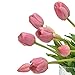 DUYONE 15pcs Artificial Tulips Flowers, Latex Bouquet, Fake Tulips for Office Wedding Party Home Kitchen Garden Decoration(Light Purple,15pcs)
