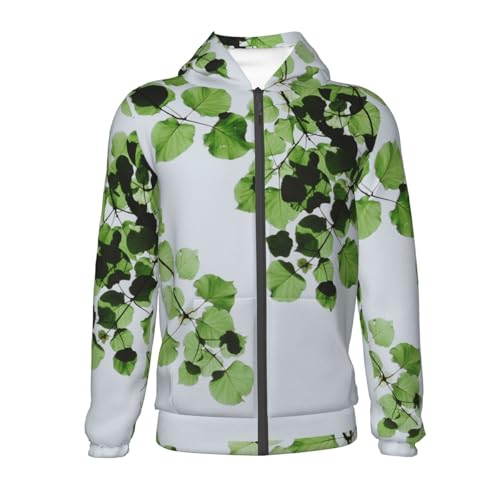 Watercolor Green Leaves Kid Hoodies Boys Zip Up Sweatshirts Girls Pullover with Pocket2