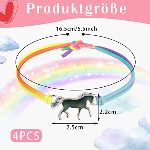 ALTcompluser 4 Stk Stimmungsarmband Mädchen, Farbwechsel Pferdearmband Regenbogenfarben Stimmungsarmband Freundschaftsarmband für Mädchen Geburtstagsfeier