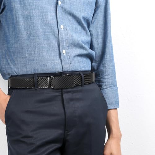 Image of BOSTANTEN Ratchet Belts for Men Leather Trim to Fit 1 3 /8 inch Gift Boxed | Micro-Adjustable Buckle, Tailored Size, Holeless, Versatile for Dress Casual, Effortless Style