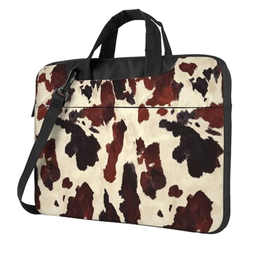 Housse rembourrée antichoc pour PC portable 15,6" imprimé vache crème et marron