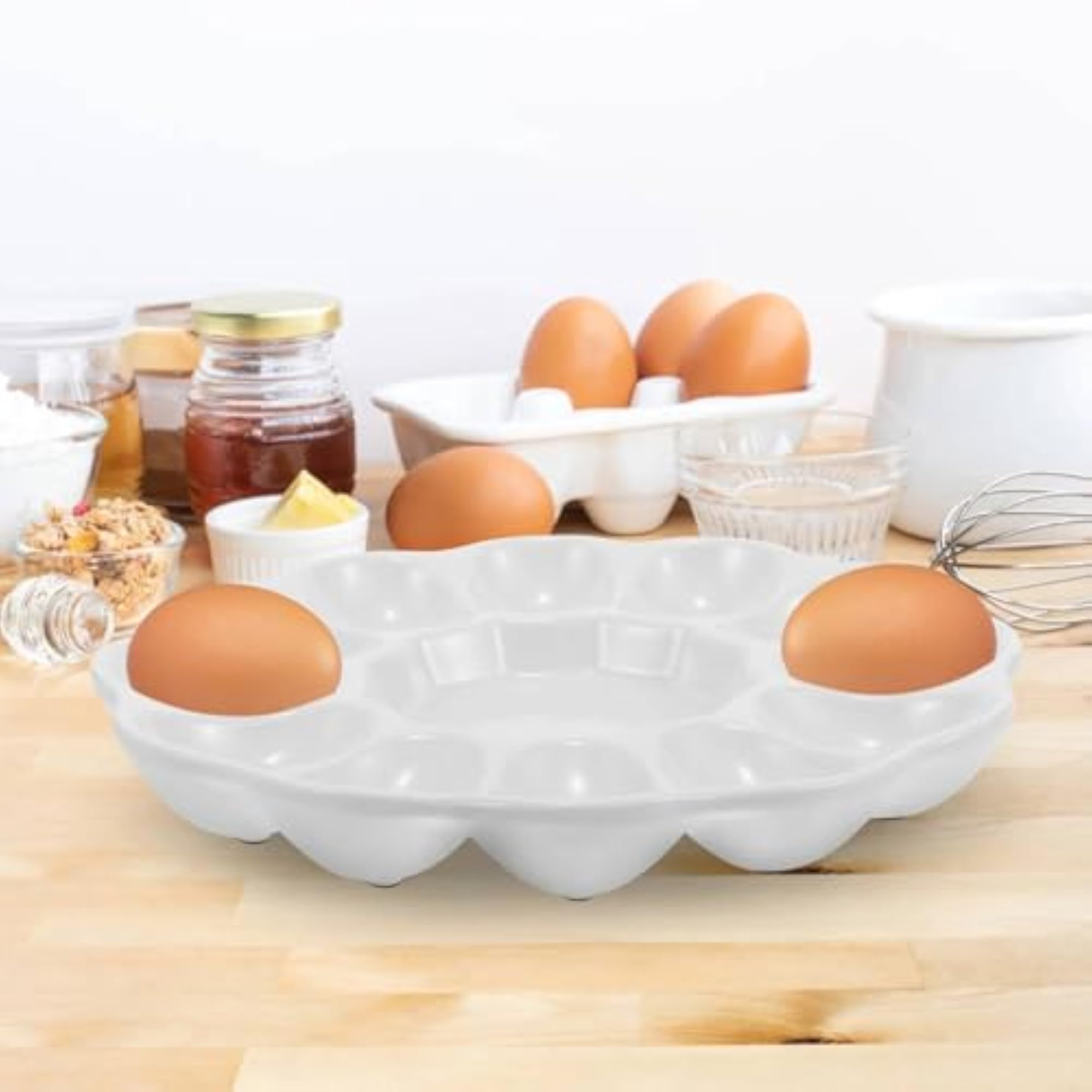 Ceramic Deviled Egg Platter, Easter Egg Holder & Serving Tray