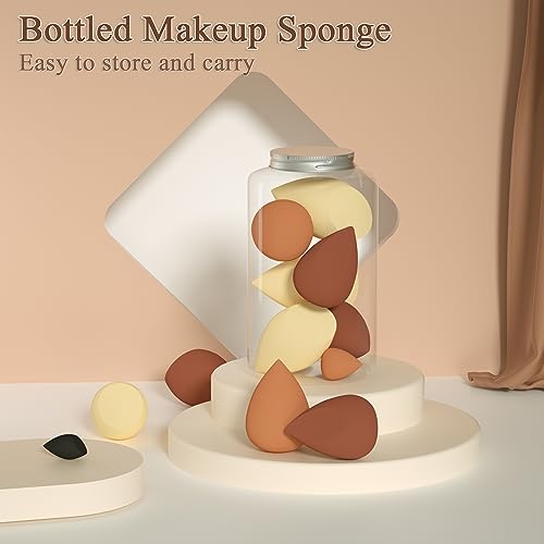 COSTICA Makeup Sponge Sets, 8 Pcs Beauty Blender Sponge for Foundation, Cream, and Powder, Multi-colored Beauty Sponge for Makeup with 2 Mini Makeup Sponges (Brown)