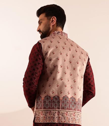 Image of SOJANYA (Since 1958 Men's Velvet Nehru Jacket With Paisley Print