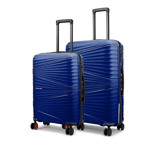 Image of Nasher Miles Mumbai Hard-Sided Polypropylene 8 Wheels Double Spinner Luggage Set of 2 Navy Blue Trolley Bags (65 & 75 cm), Medium & Large