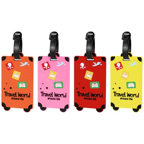 Alyvisun 4 Unidades Identificador de Maletas, Silicona Etiqueta Maleta Viaje, Etiquetas para Maletas con Tarjeta de Identificación Impermeable, Etiquetas para Maletas Facturadas (Color oscuro)