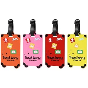 Alyvisun 4 Pcs Luggage Tags, Silicone Suitcase Tags, Travel Tags for Luggage with Waterproof ID Card, Luggage Tags Labels for Suitcases Checked Luggage Handbags (Dark Color)