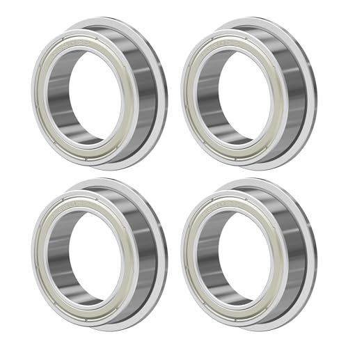FOCMKEAS F6902ZZ 4PCS Flange Ball Bearing 15×28×7mm Double Metal Shielded Flanged Bearing Chrome Steel ABEC-1(P0) Z2 Deep Groove Ball Bearing for Industrial Machine, Power Tools
