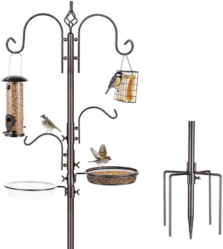 Bird Feeder Pole Bird Feeding Stand Outdoor Hanging Wild Bird Fee...