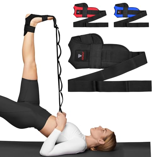 SHAZ Foot & Calf Stretcher, Fascia Hamstring Stretcher for Plantar Fasciitis, Achilles Tendonitis, Heel Spurs & Shin Splints - Yoga Leg Stretching Strap for Back Pain - Flex Strap for Physical Therapy