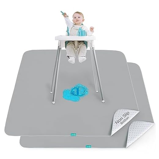 Splat Mat 2 Pack for Under High Chair & Arts & Crafts & Eating Mess, Waterproof 42''×46'' Baby Playtime Anti-Slip High Chair Mat for Floor or Table, Reusable & Portable Splash Mat for Under High Chair