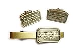 Disney Disneyland Entrance Plaque Fantasy TIE BAR Clip Cufflinks Set