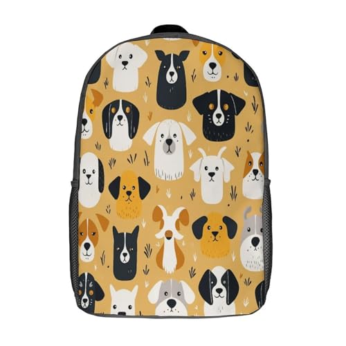 Sac à dos imprimé 3D Cute Dogs 17 pouces pour voyage et école des enfants
