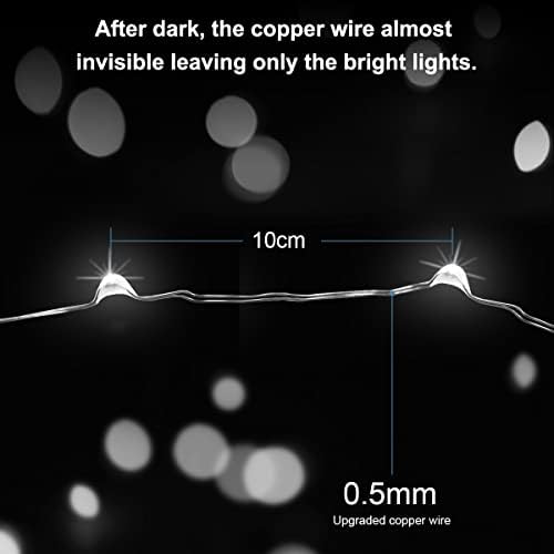 Criacr Solar String Lights, 100 LED 10M Solar Garden Lights, Waterproof Sliver Wire Solar Fairy Lights, Indoor/Outdoor Solar Decoration Lights for Tree, Patio, Garden, Pathway, Home, Party (White)