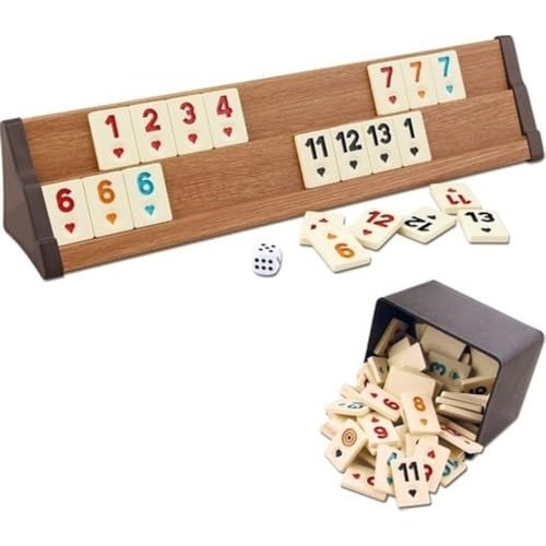 Star Oyun Aletleri Professionell VIP Rummikub Set aus Holz. Ahsap Okey Takimi, Rummy Set mit Melamin Steinen, Wooden (Hellbraun)