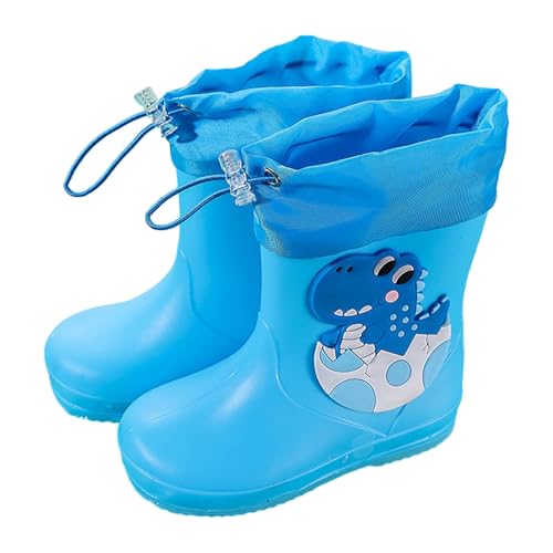 Generisch 2026 Botas de goma con suela de goma suela texturizada para estudiantes de primaria - Botas impermeables para exteriores para niñas zapatos antideslizantes de invierno, azul celeste, 27 EU