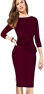 فستان كاجول لون احمر نبيذى مقاس S - للنساء