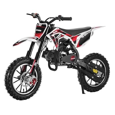 gibxiyza 50cc Dirt Bike 2-Stroke Kids Dirt Bike Pocket Gas Motorbike Off Road Kids Motorcycle Children Pocket Motorbike with Front Rear Disc Brakes Max Speed 40