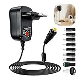 Adaptateur Secteur Universel et Transformateur 3V-12V Réglable : Cet adaptateur universel polyvalent fonctionne comme un transformateur 220v 12v et chargeur 5v intelligent. Il offre 7 tensions de sortie précises (3V/4,5V/5V/6V/7,5V/9V/12V) jusqu'à 1,2A, servant d'alimentation 12v ou de chargeur 12v pour caméras, routeurs, LED, babyphones et bien plus.