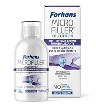 Forhans , Collutorio Microfiller, sistema remineralizzante attivo, riempimento quotidiano dello smalto dei denti, sollievo rapido, 500 ml