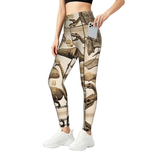 Leggings para correr Dinosaur Fossils02 activos de cintura alta para asfalto y estudio