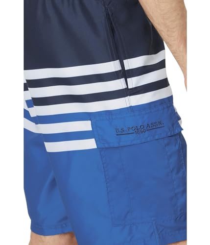 U.S. POLO ASSN. Stripe Color-Block Cargo Swim Shorts3