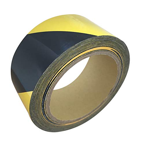 1.9-Inch by 150 Feet Black & Yellow Barricade Caution Tape Hazard Warning Safety Stripe Tape Non-Abrasive Floor Marking Tape for Danger/Hazardous Areas