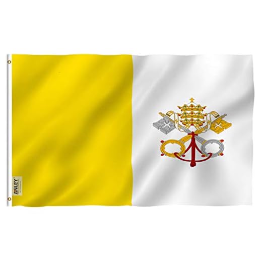 Anley Fly Breeze Bandera Vaticana de 3x5 pies - Color Vivo y Resistente a la decoloración UV - Encabezado de Lona y Doble Costura - Banderas del Estado de la Ciudad del Vaticano Poliéster