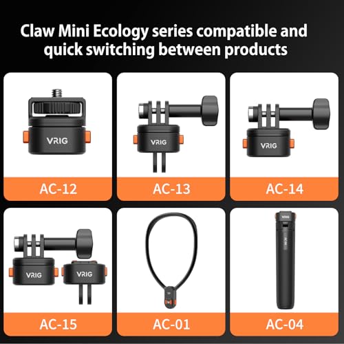 VRIG Claw Mini Quick Release Plate Tripod QR Camera Mount Adapter, Quick Setup Kit with 1/4\'\' Screw for Canon/Sony/Nikon Cameras/Zhiyun/Feiyu/DJI/Moza Stablizers Switch Between Tripod/Monopod/Slider