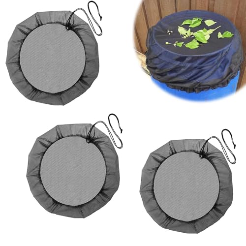 DIYCUT 3 Piezas Red para Barriles Lluvia 60cm, Cubierta Malla Lluvia, Red Protectora para Barril Poliéster, Adaptado a Barril 50 cm, Balcón, Jardín, Traseros y Césped