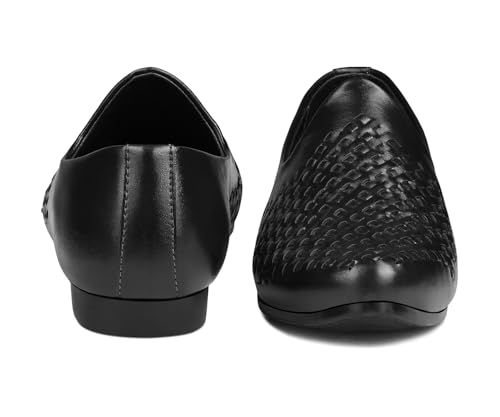 Image of LOUIS STITCH Men's Ethnic Weaved Textured Slip On Mojari's | Stylish Nagra Juti for Men | Lightweight and Comfortable Stylish Juti's and Mojari's for Kurta Pajama | LSAXNGWE