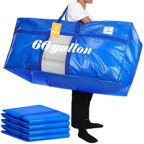 Clysee 4 Pack 66-Gallon Heavy Duty Moving Bags with Window