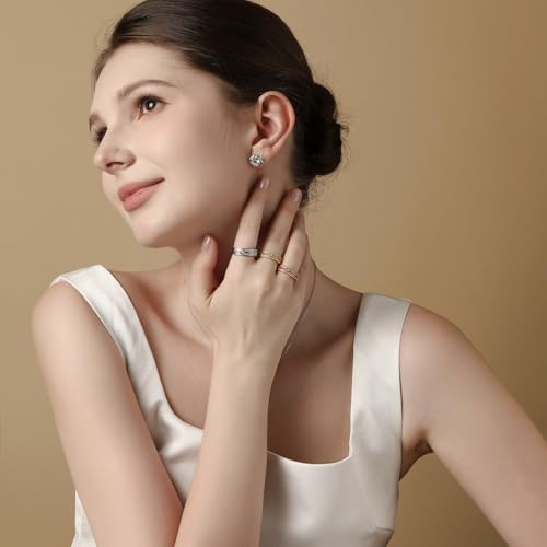 Jeulia Womens Wide Eternity Ring Wedding Band, Milgrain Round Cut 18k White Gold Plated Eternity Band Ring Romantic Birthday Anniversary Jewelry with Gift Box2