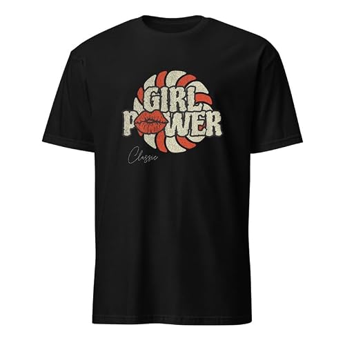 Girl Power T-Shirt for Women, Retro Graphic Tee, Black or