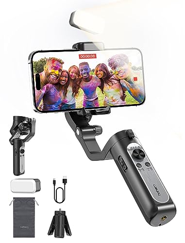 hohem iSteady XE Kit, Estabilizador Gimbal de 3 Ejes con luz de Relleno, Plegable, para movil...