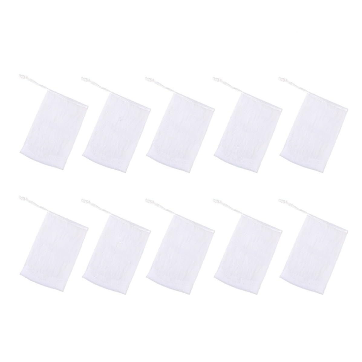 10pcs Foaming Mesh Soap Pouch Net with Drawstring Quick Drying Yarn