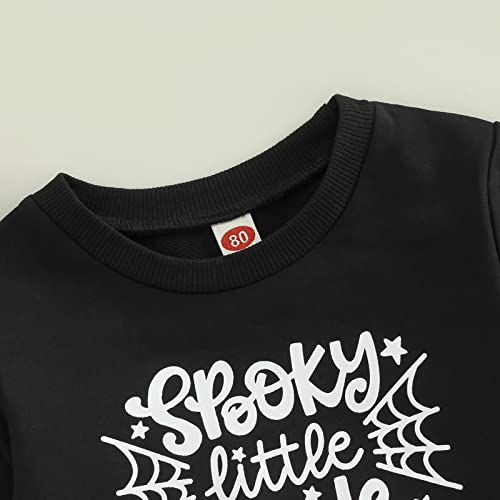 Amiblvowa Toddler Baby Girl Boy Halloween Outfit Crewneck Little Punkin Pumpkin Sweatshirt Sweater Tops Little Kids Fall Clothes (Black Spooky Little Dude, 2-3 Years) #TOP2