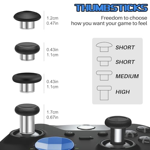Image of 16 in 1 Metal Thumbsticks Suitable for Xbox One Elite Series 2, Elite Series 2 Core Controller Accessories Parts, 6 Metal Thumbsticks, 4 Paddles, 2 D-Pads and 4 Tool(Blue)