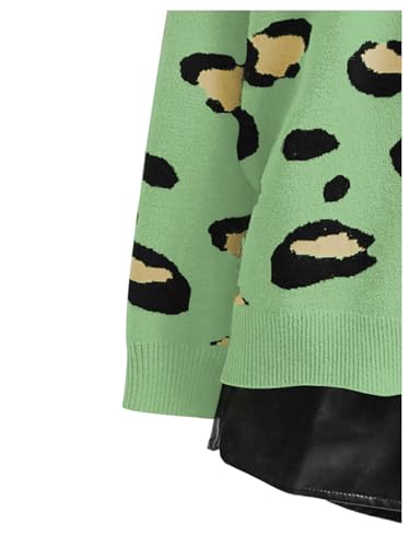 Image of WDIRARA Women's Leopard Tiger Print Cardigan V Neck Long Sleeve Color Block Button Down Sweater Outwear